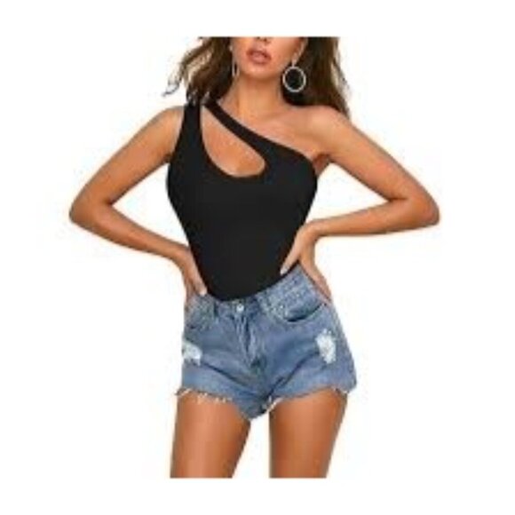 Reoria NWT Women S Cutout Neck Sleeveless Black Shapeware Vamp Bodysuit Coquette - Picture 3 of 10